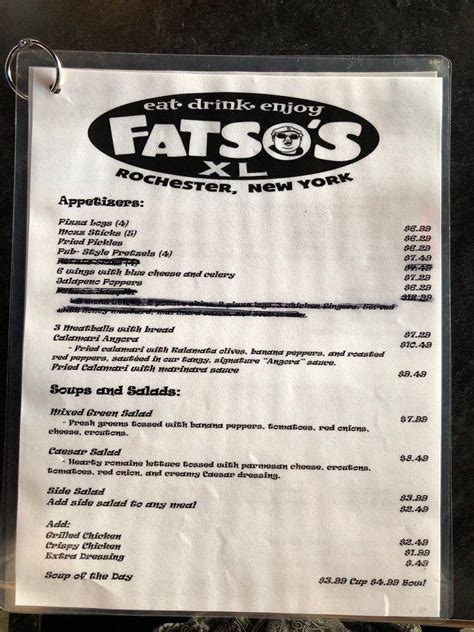 fatso's menu.